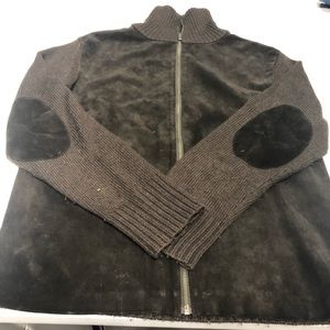 Banana Republic Genuine Suede Zip-Up Sweater